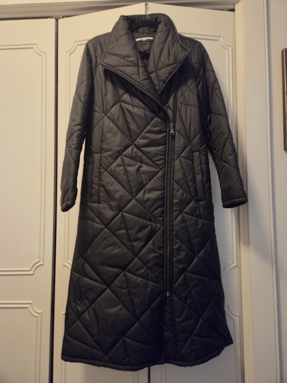 Karl Lagerfeld Long Quilted Black Puffer Coat